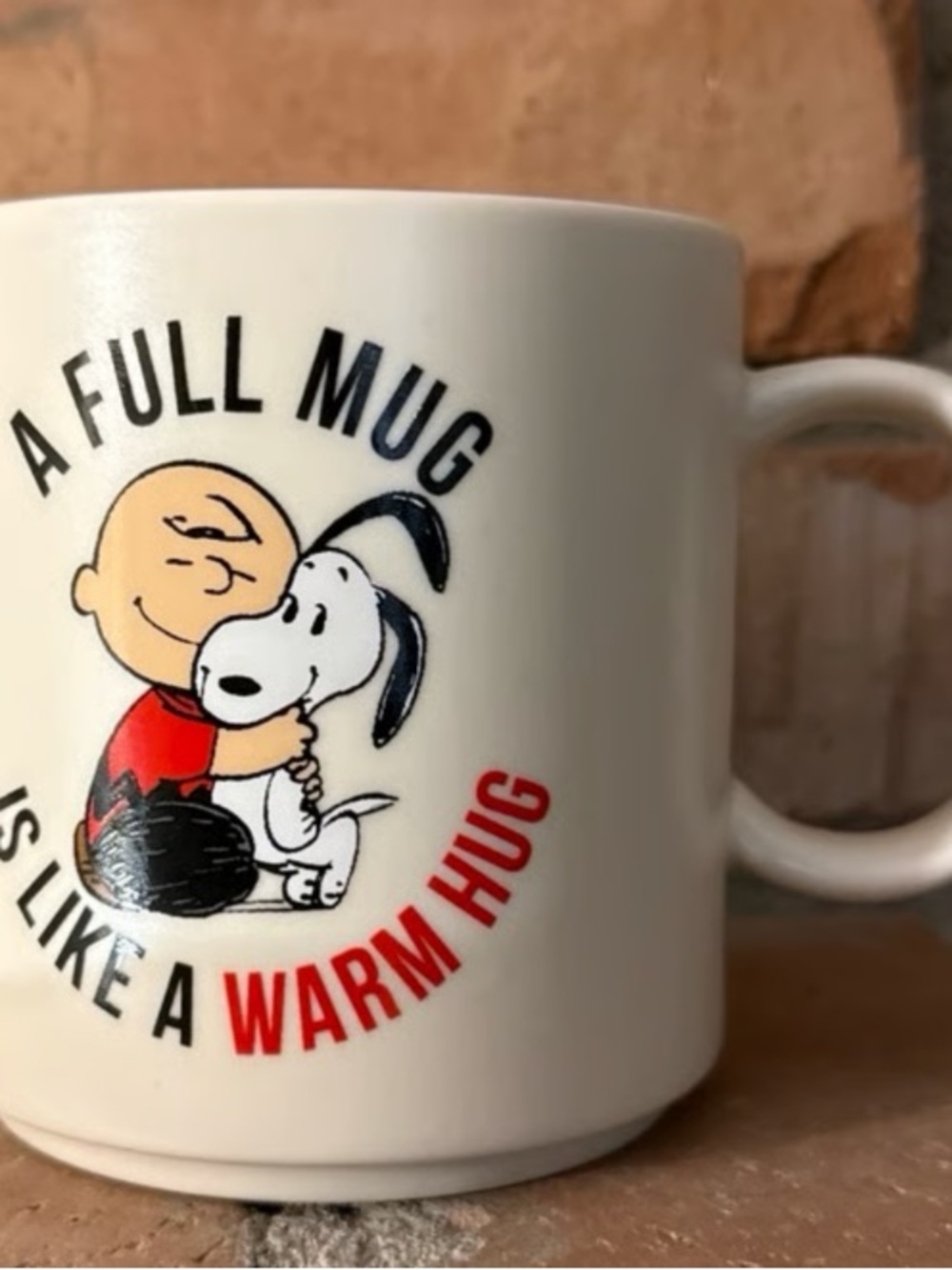 White Peanuts Charlie Brown & Snoopy Ceramic Mug - Red Accent